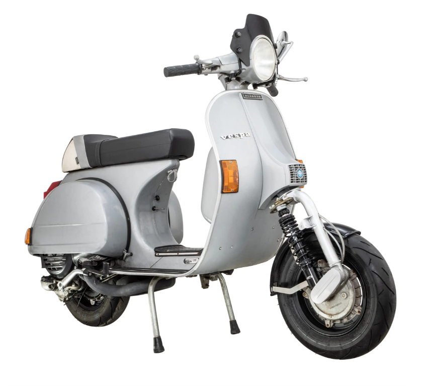 Mudguard 2.0 Garelli for Vespa PX 80-200cc, metal black glossy, bracket stainless steel brushed