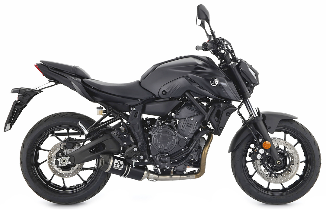 ARROW exhaust DARK THUNDER aluminum with carbon end cap for Yamaha MT-07 (21-)