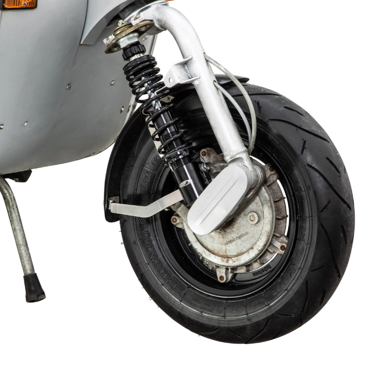 Mudguard 2.0 Garelli Race EVO II for Vespa PX 80-200cc, GRP black, bracket stainless steel brushed