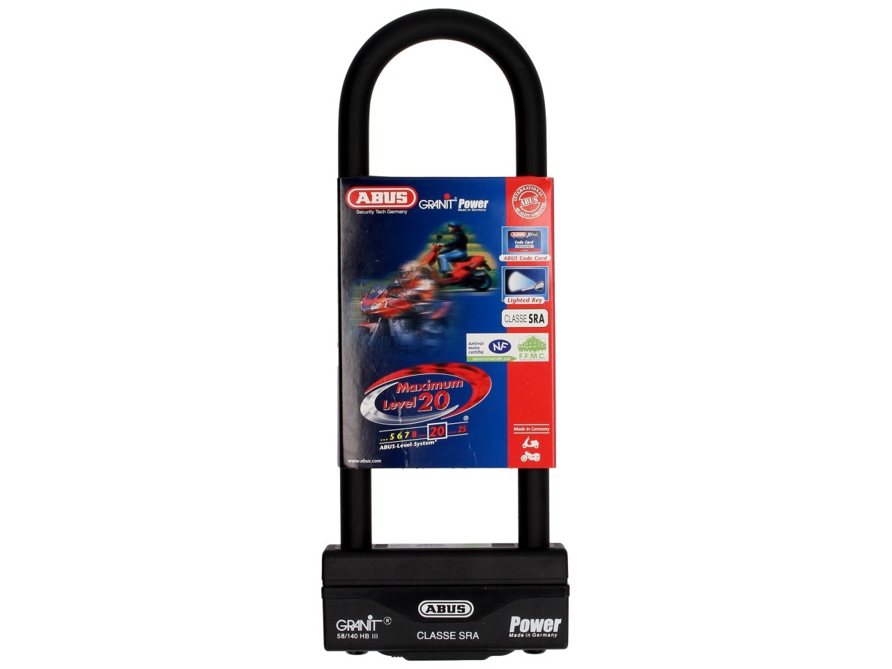 ABUS U-lock 260x83 Granit Power 58 for motorcycle, scooter & Vespa