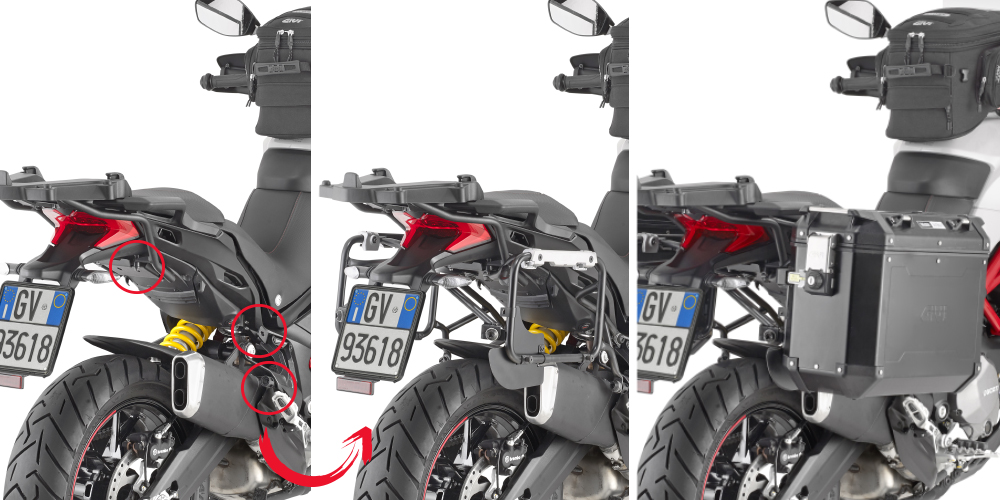 Detachable side case carrier MONOKEY ® CAM-SIDE for Ducati Multistrada Givi