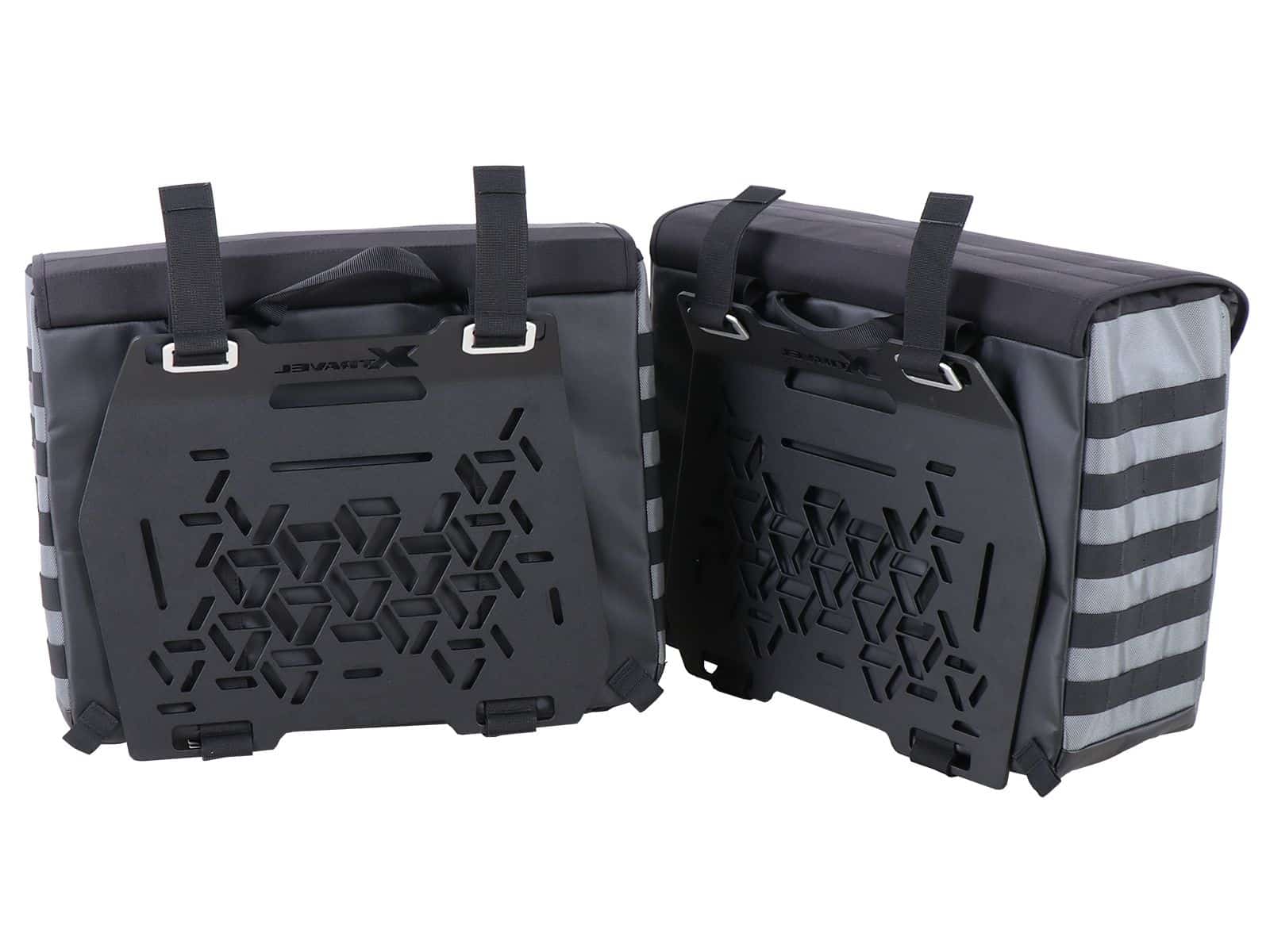 Side bag set Xtravel Basic incl. 2x universal adapter plate for tubular side case carrier