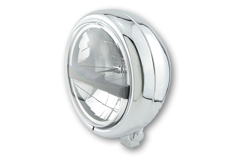 HIGHSIDER pro 5 3/4 inch headlight Pecos type 5 LED chrome E-approved (1pc)