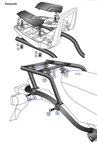Easyrack Topcaseträger black for BMW HP2 /Enduro/Megamoto (05-08) Hepco & Becker