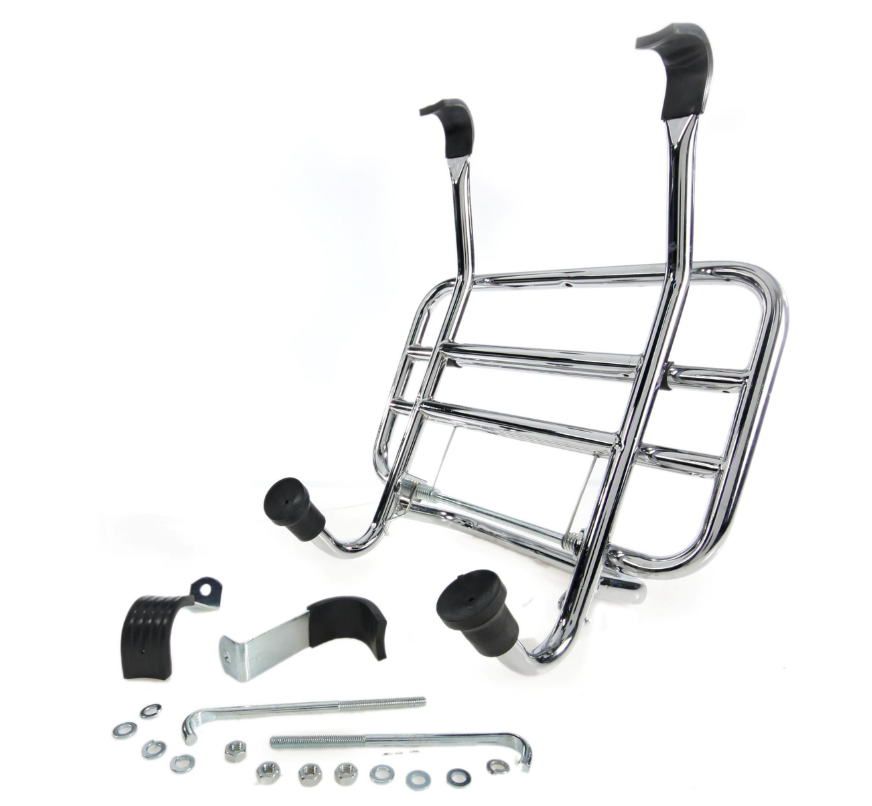 Luggage carrier front for Vespa S 50-150cc, foldable, chrome