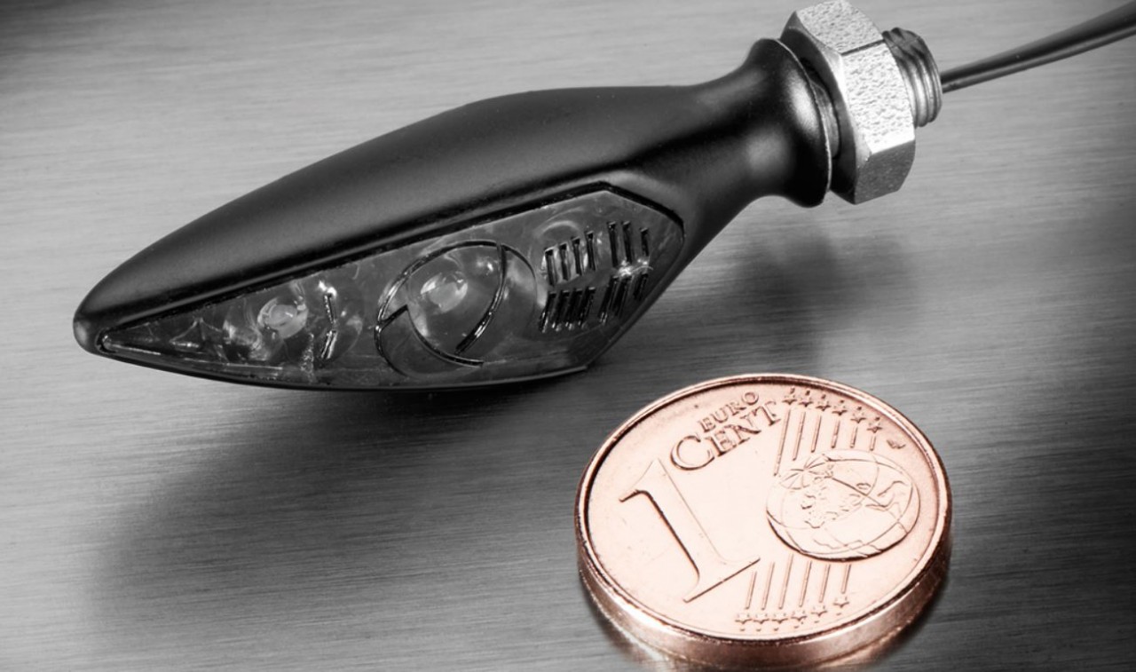 Kellermann turn signal, Rhombus S Dark, aluminum, LED, VR/HL, 12 V, black satin, M5x0,5x6,5