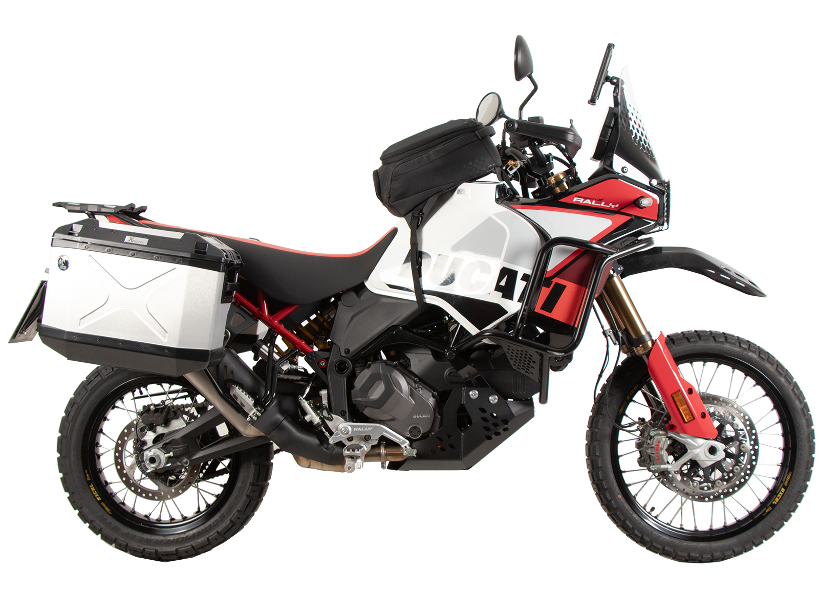 Case carrier set Cutout carrier incl. case set Xplorer Cutout silver for Ducati Desert X Rally (24-)