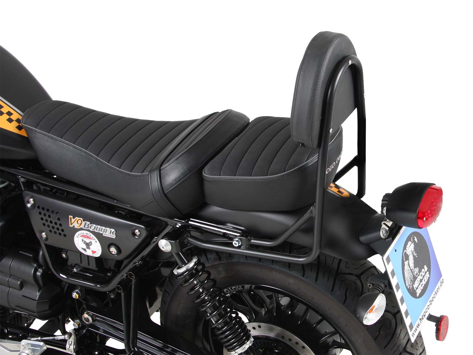 Sissybar black without luggage rack for Moto Guzzi V9 Bobber/Special Edition (21-) Hepco & Becker