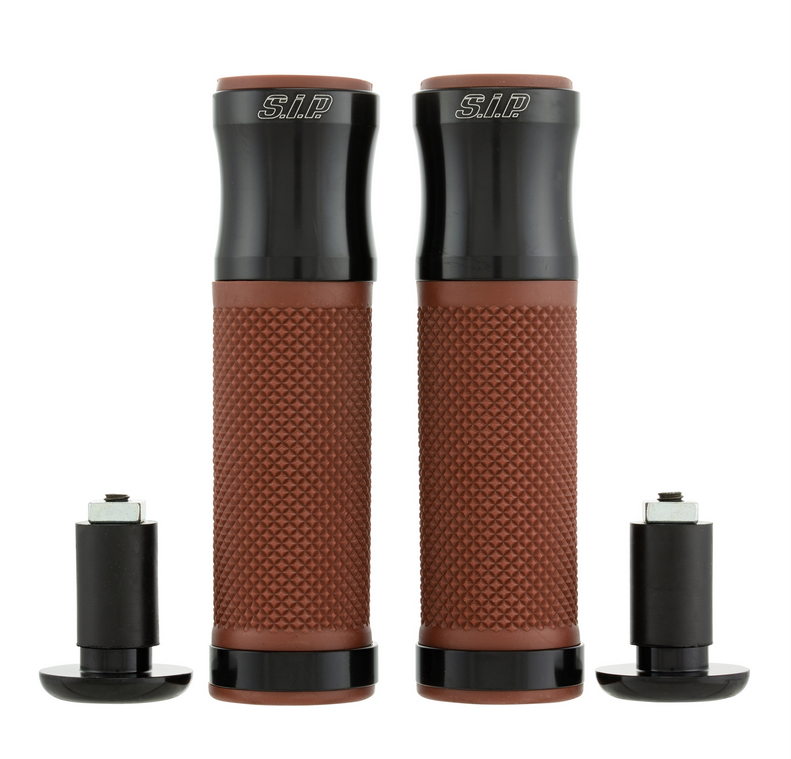 Grips Ø 24/24 mm, L 125 mm for Vespa PX 125-200cc, black shiny/brown