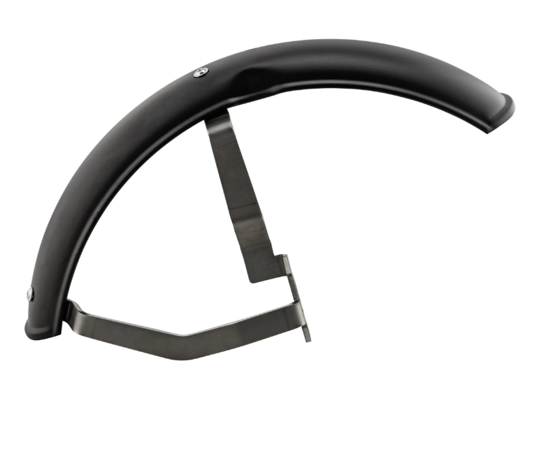 Mudguard 2.0 Garelli for Vespa PX 80-200cc, metal black matt, bracket stainless steel brushed
