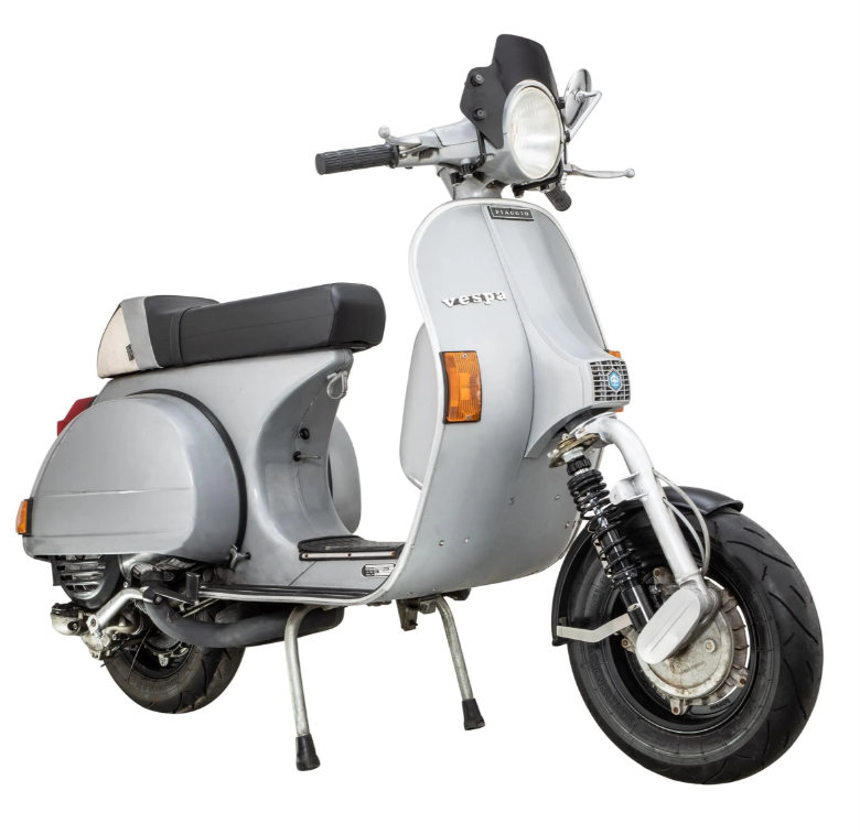 Mudguard 2.0 Garelli for Vespa PX 80-200cc, metal black matt, bracket stainless steel brushed