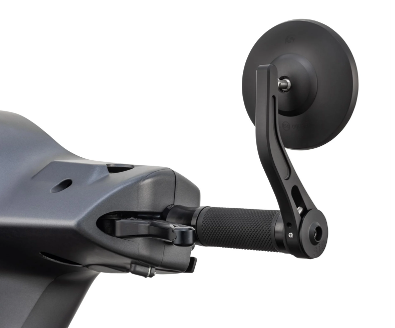 Handlebar end mirror for Vespa, left or right, round, black matt