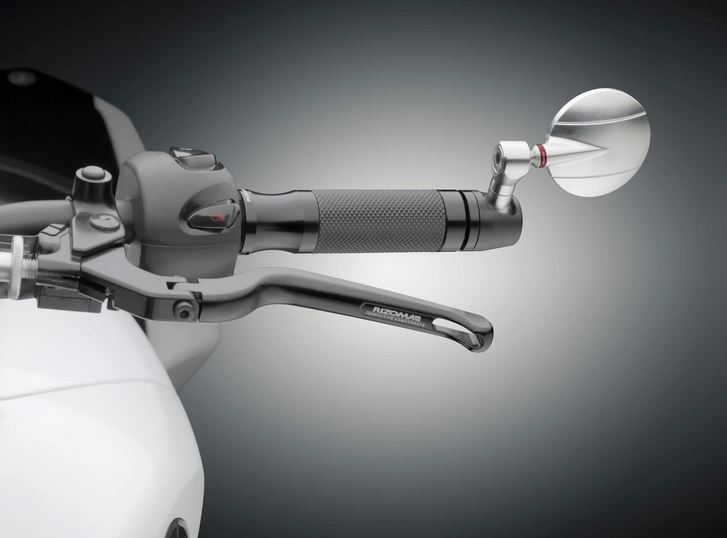 Handlebar end mirror RIZOMA "SPY-R" Ø 57 mm left or right for Vespa, black/silver anodized