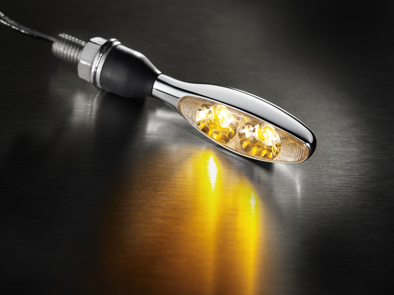 Kellermann turn signal, Micro 1000 Extreme, steel, LED, V/H, L/R, 12 V, shiny chrome, M8x20