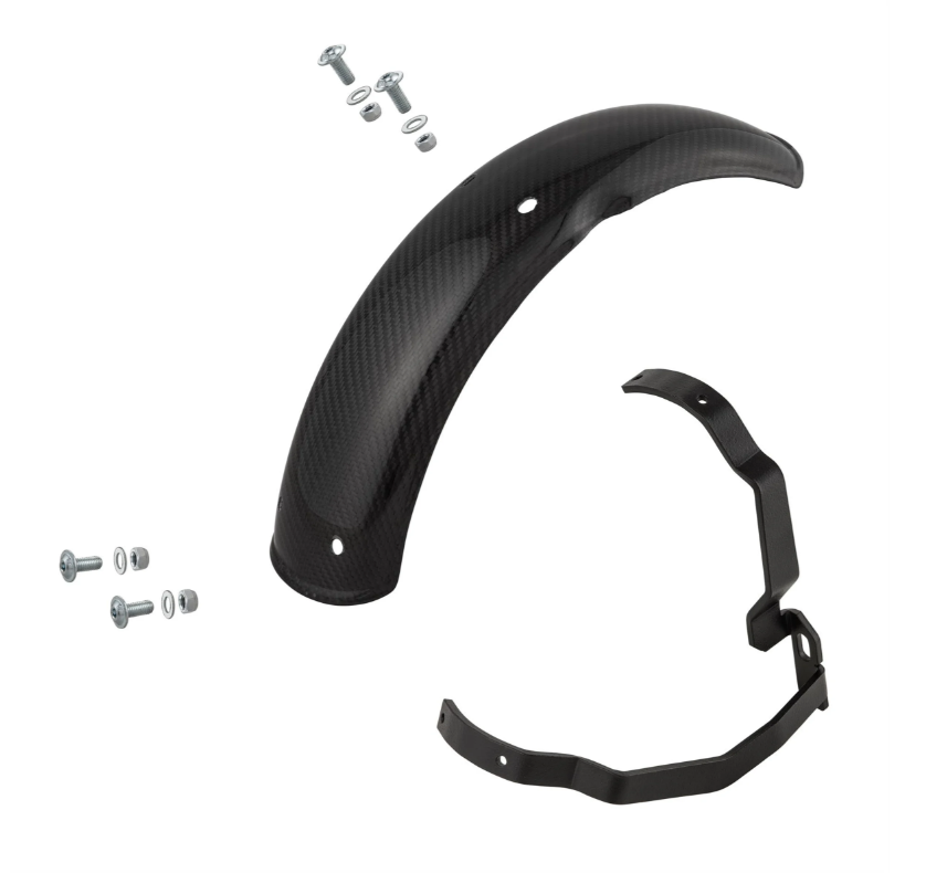 Mudguard 2.0 Garelli EVO II for Vespa PX 80-200cc, carbon clear, holder black