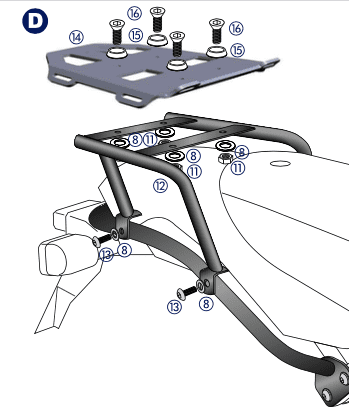 Minirack soft luggage rear carrier black for BMW HP2 /Enduro/Megamoto (05-08) Hepco & Becker
