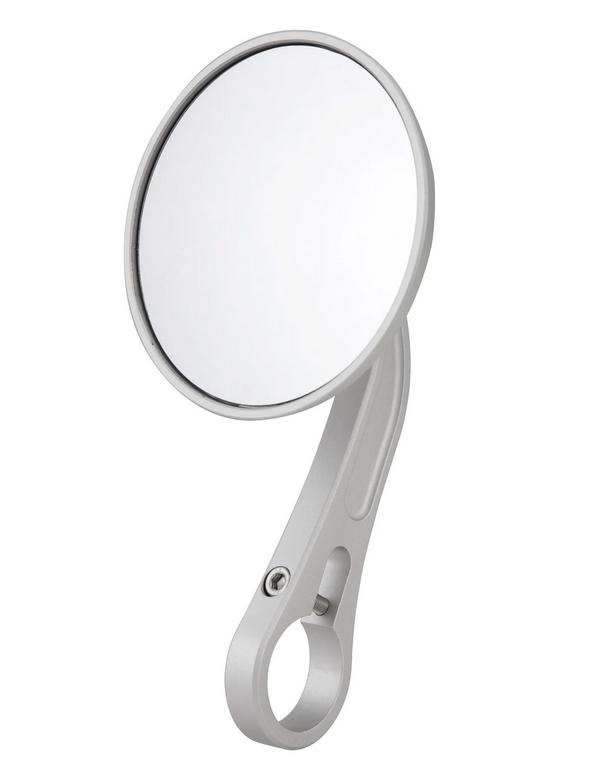 Handlebar end mirror for Vespa, left or right, round, silver matt