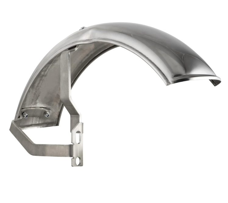 Mudguard 2.0 Garelli for Vespa PX 80-200cc, polished stainless steel, holder stainless steel