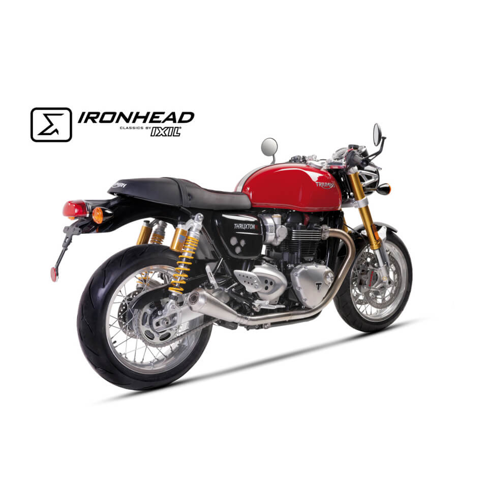IRONHEAD muffler Triumph Thruxton 1200 R (16-17), stainless steel, slip on, pair, E-approved, Euro4