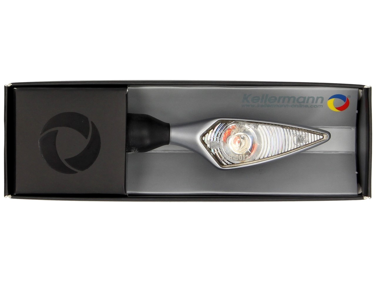 Kellermann turn signal, rhombus, steel, LED, VL/HR, 12 V, chrome matt, M8x20, E-approved
