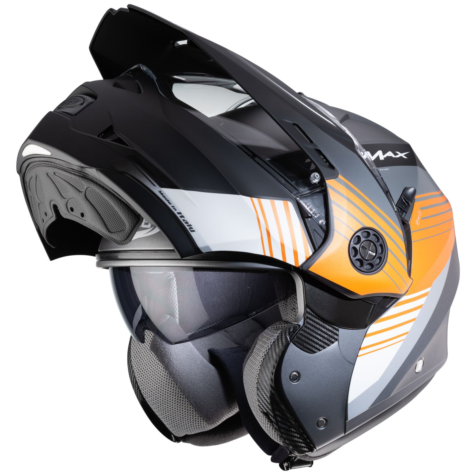 Caberg Helmet Tourmax Titan, matte-gun/orange-white