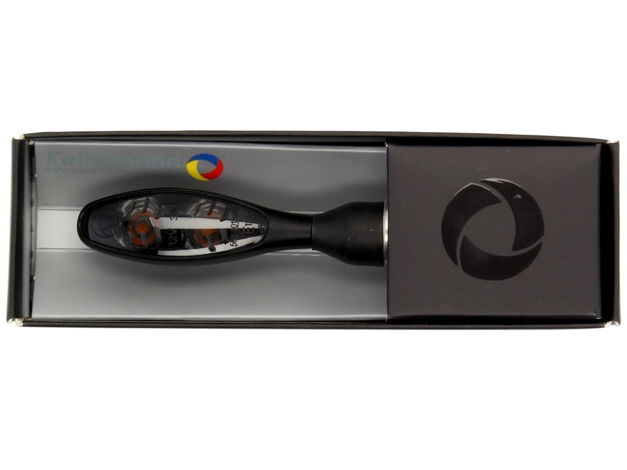 Kellermann turn signal, Micro 1000 LED Dark, steel, LED, V/H, L/R, 12 V, black satin, M8x20
