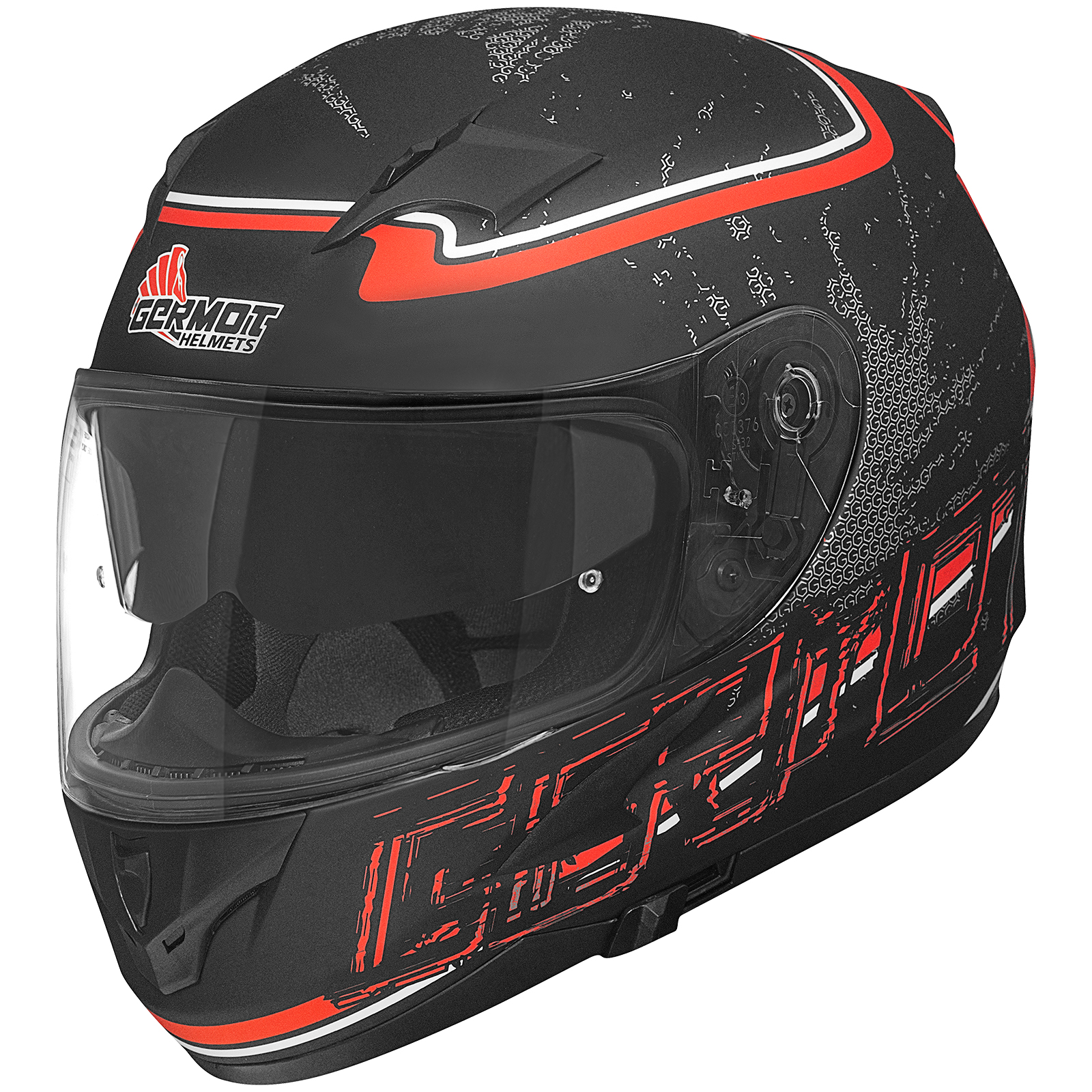Germot full-face helmet GM 306, matt black / red