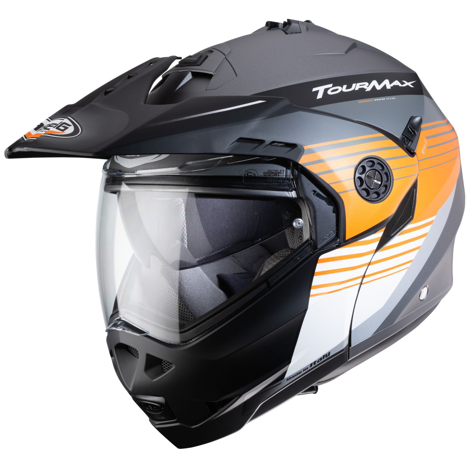 Caberg Helmet Tourmax Titan, matte-gun/orange-white