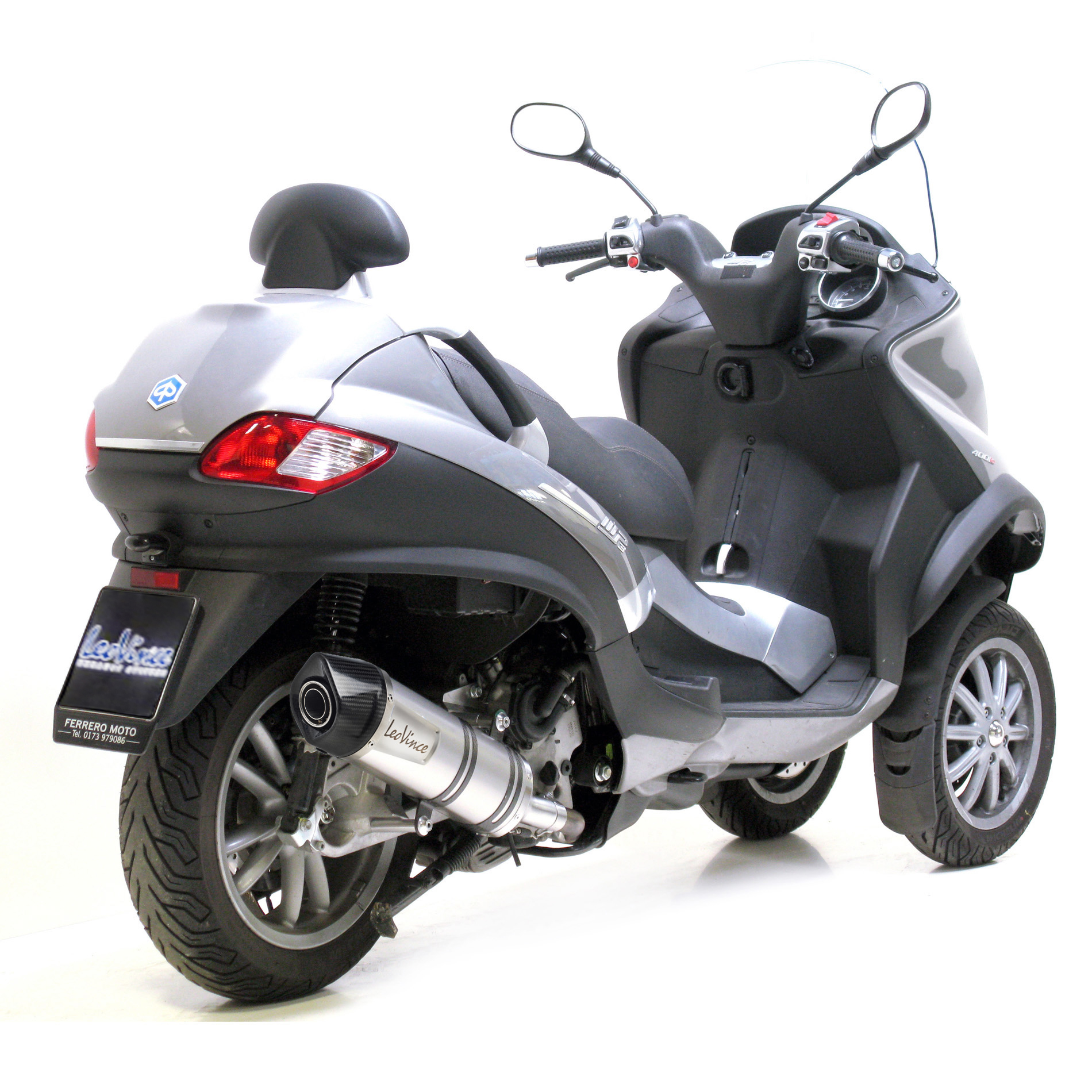 LeoVince exhaust system SBK LV One Evo 2, stainless steel, slip on for Piaggio MP3 400 / 500