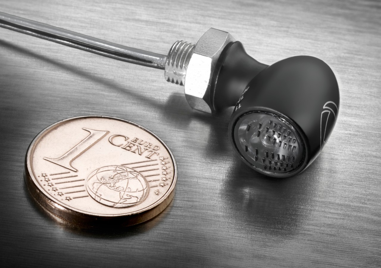 Kellermann turn signal, Atto Dark, aluminum, LED, V/H, L/R 12 V, black satin, M5x0,5x6,5