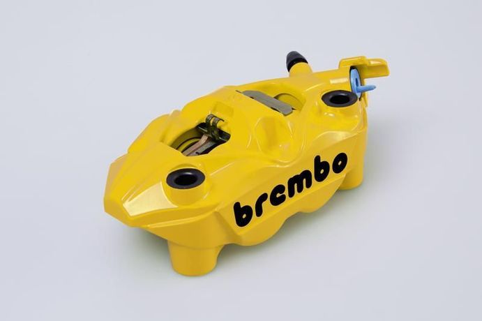 Brembo brake caliper, yellow, left side for Suzuki GSX-S1000 BJ. 2015-2017