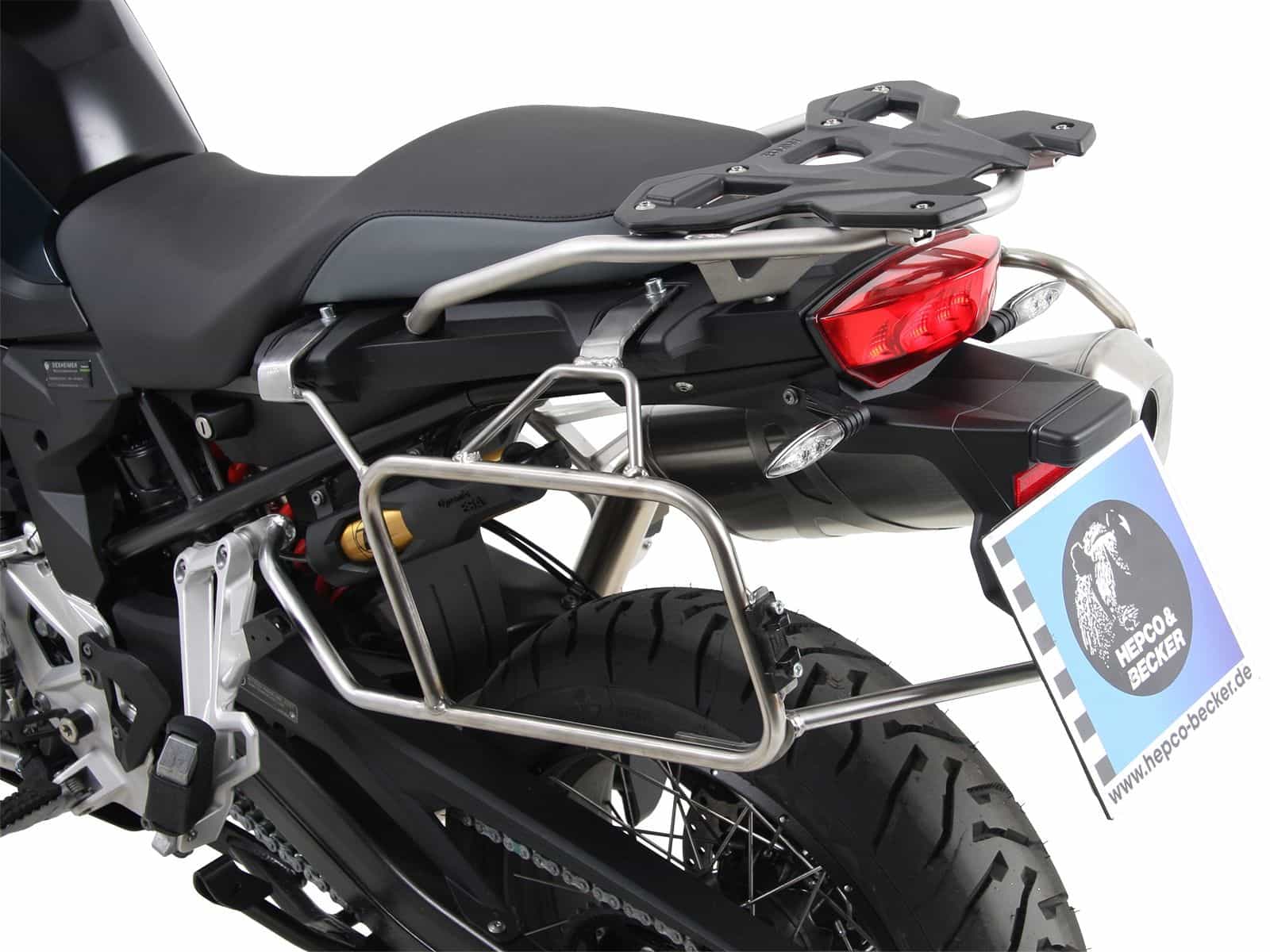 Case carrier set Cutout stainless steel carrier incl. case set Xplorer Cutout silver for BMW F 850 GS