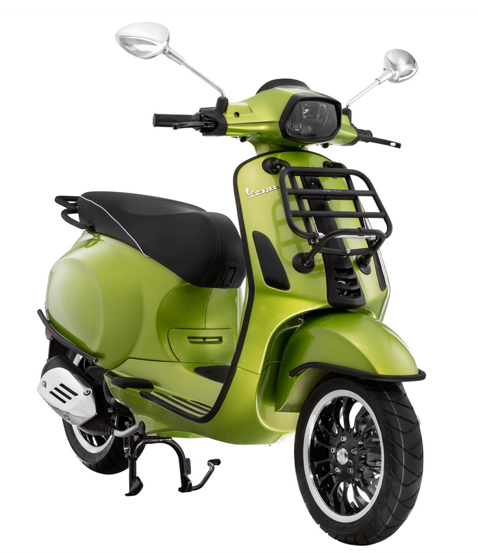 Luggage carrier front for Vespa Primavera /Sprint /Elettrica 50-150ccm, foldable, black matt