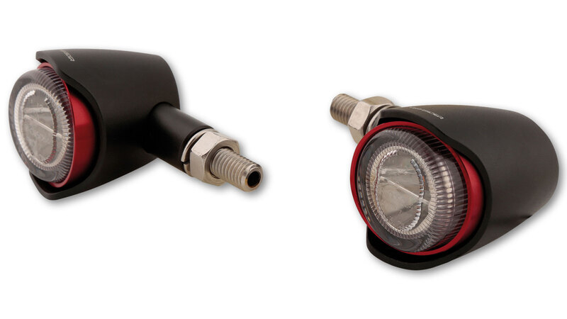 HIGHSIDER Pro Akron-X LED Mini Indicator Housing Black / Lens Clear (Pair), Front & Rear