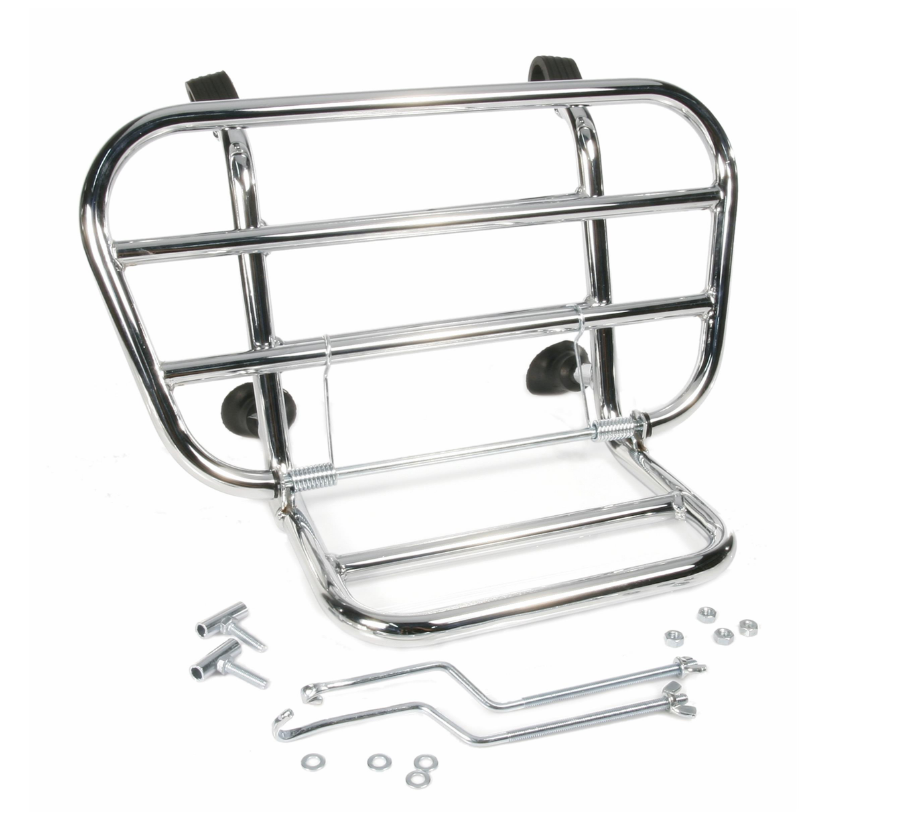 Luggage rack front for Vespa PX 80-200cc, foldable, chrome