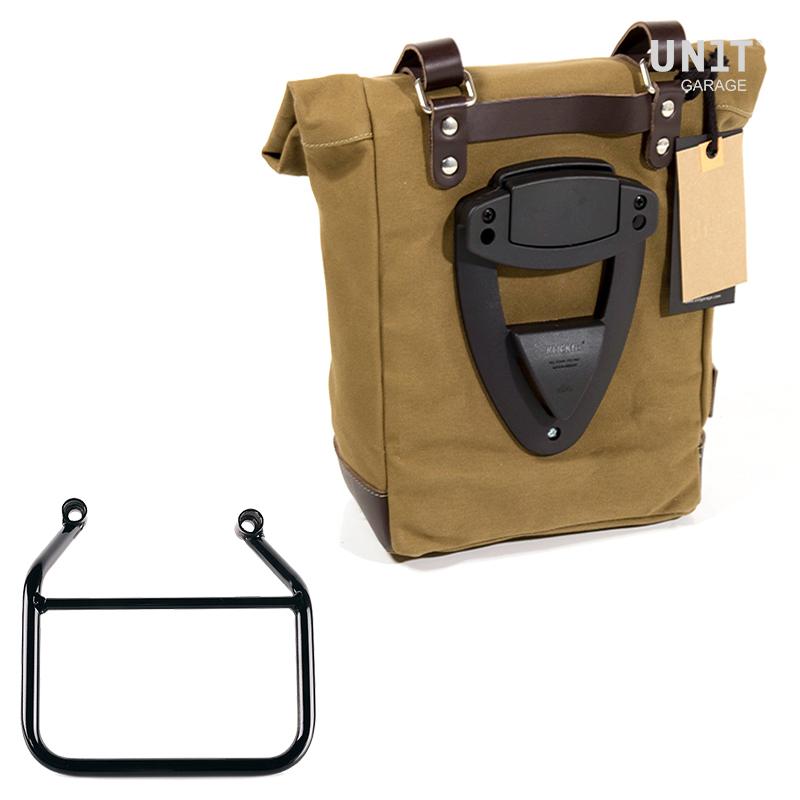 Canvas side bag left 10L-14L + frame Triumph Scrambler 400 X - Beige/Brown