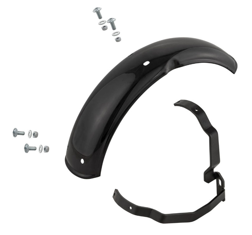 Mudguard 2.0 Garelli for Vespa PX 80-200cc, metal black glossy, holder black