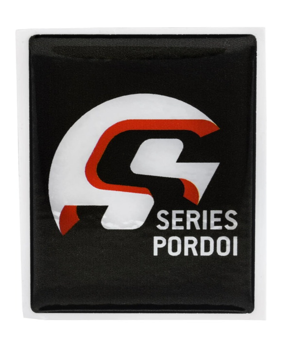 Vespa emblem "SIP SERIES PORDOI" 4-corner cascade, black/silver