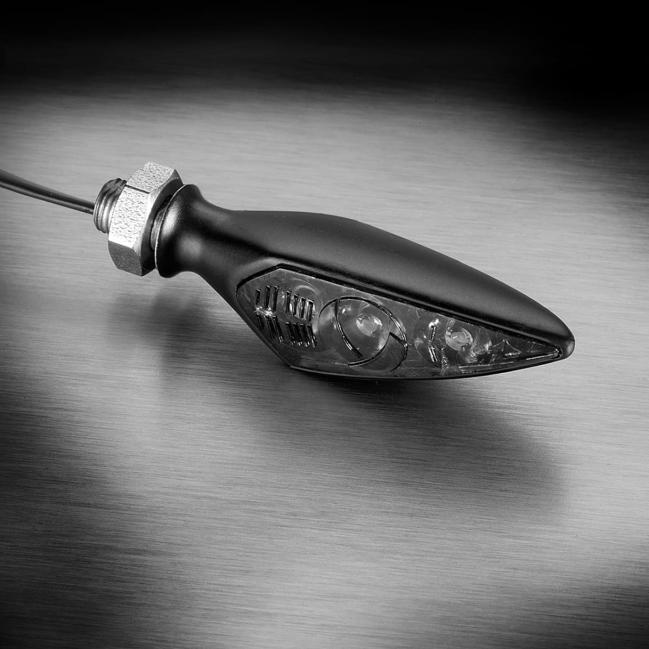 Kellermann turn signal, Rhombus S Dark, aluminum, LED, VL/HR, 12 V, black satin, M5x0,5x6,5