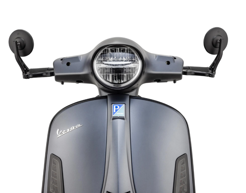 Handlebar end mirror for Vespa, left or right, round, black matt