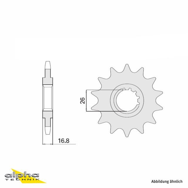 Rubberized sprocket, 16 teeth, pitch 530