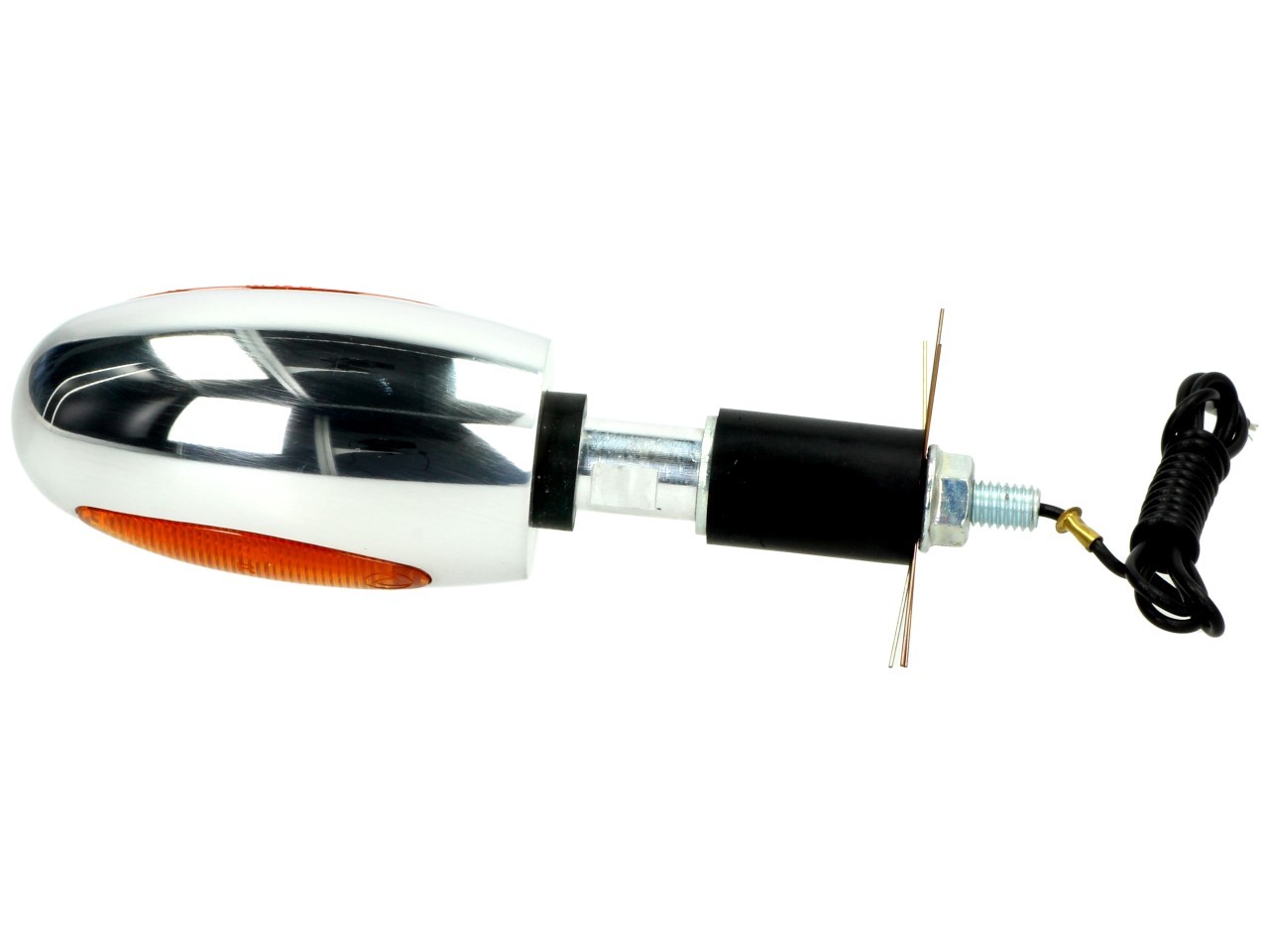 Kellermann turn signal, BL 1000 yellow, aluminum, halogen, VR/VL, 12 V, 21 W, polished chrome, shiny
