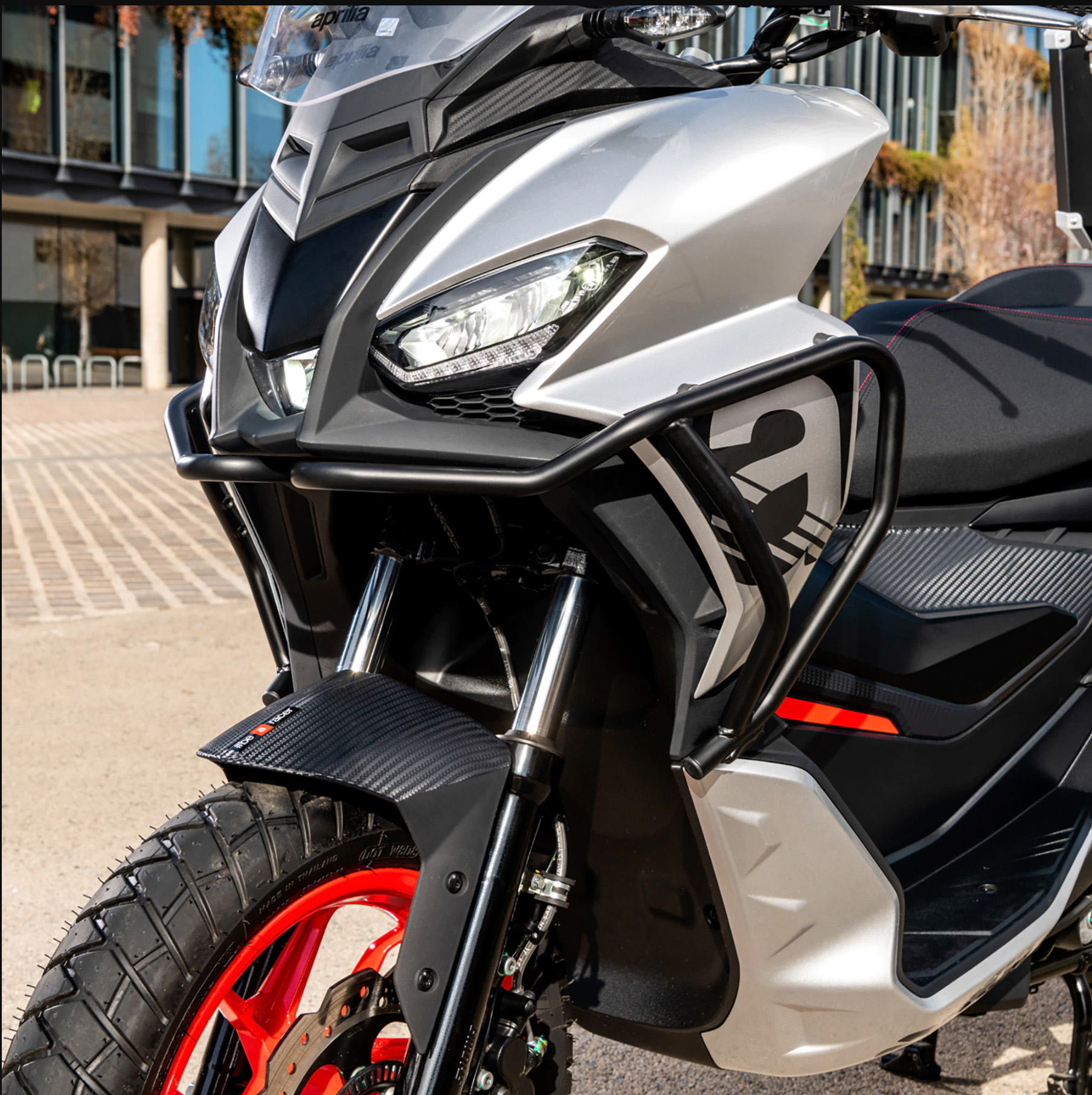 Protection bar, front, black, matt, stainless steel, Aprilia SR GT Compact 125 / 200