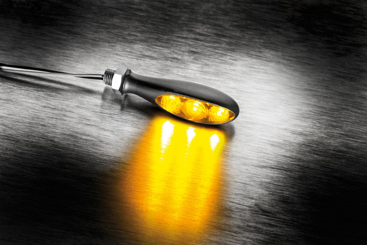 Kellermann turn signal, Micro S Dark, aluminum, LED, V/H, L/R, 12 V, black satin, M5x0,5x6,5