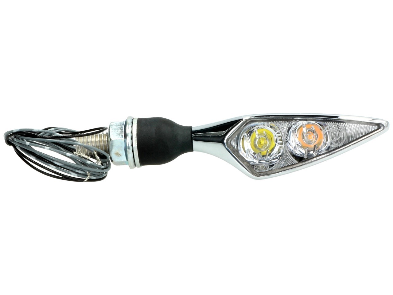 Kellermann turn signal with position light, Rhombus PL, steel, LED, VL, 12 V, shiny chrome, M8x20