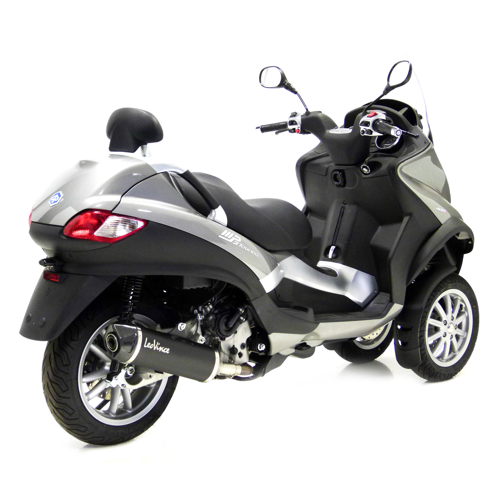LeoVince exhaust system SBK Nero Evo 2, stainless steel, slip on for Piaggio MP3 400 / 500
