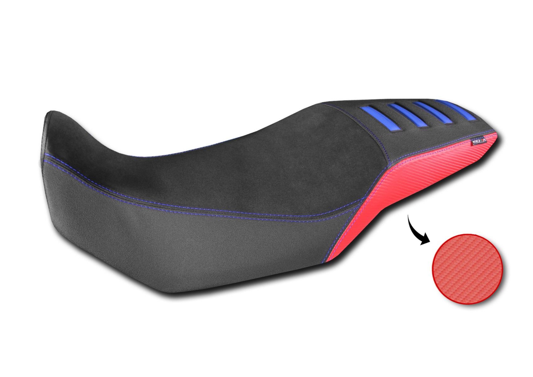 Seat cover Comfort made of 3D fiber for Honda XL 750 Transalp, black / red with blue inserts