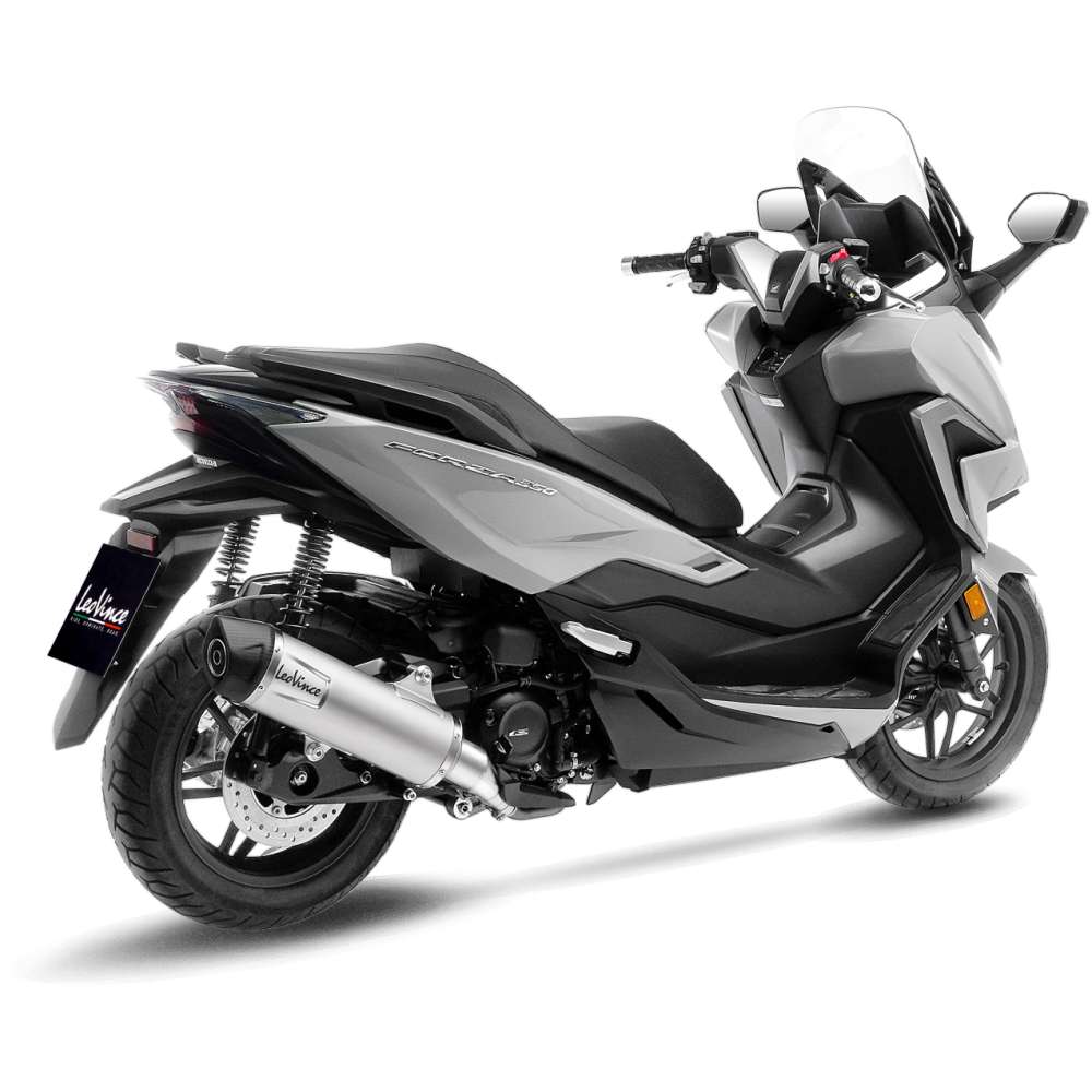 LeoVince exhaust system LV One Evo for Honda Forza 350, stainless steel silver, slip on, E-approval