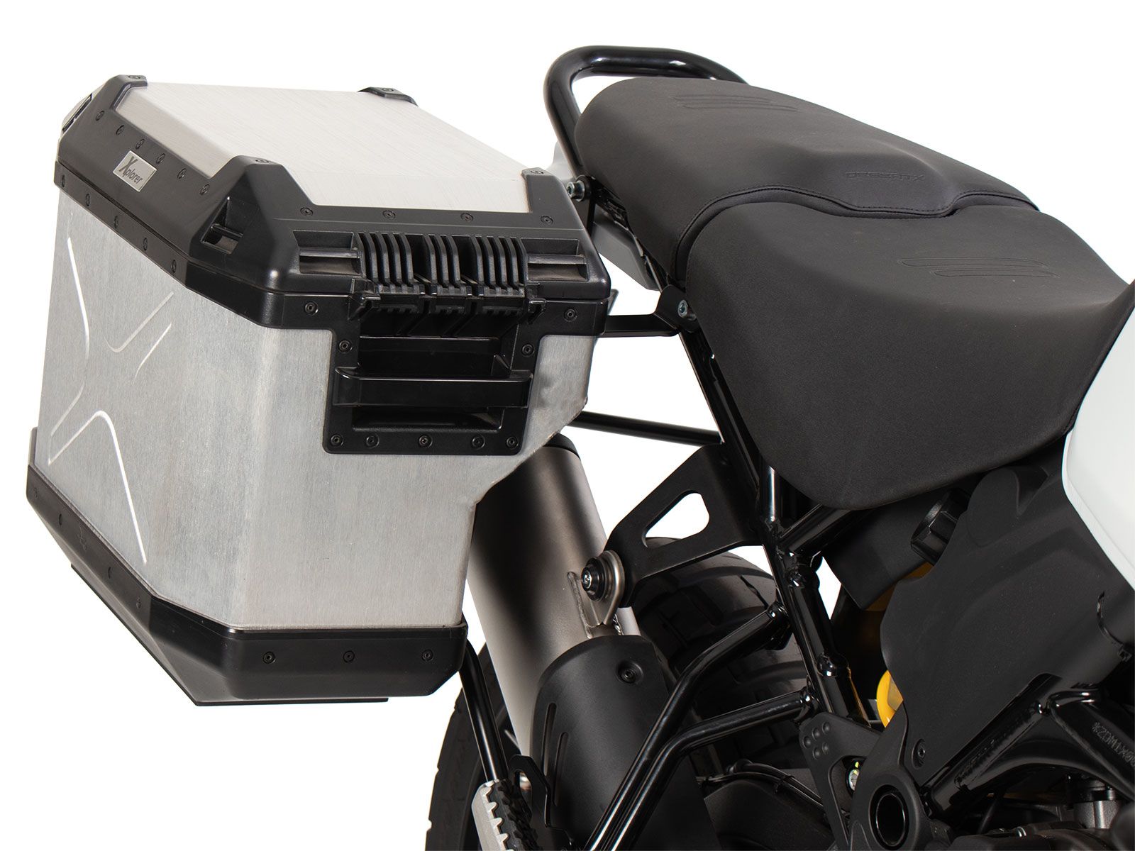 Case carrier set Cutout carrier incl. case set Xplorer Cutout silver for Ducati Desert X (22-)