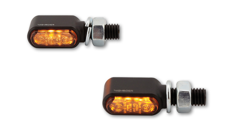 HIGHSIDER Pro Little Bronx LED Indicator Housing Black / Lens Smoke Gray (Pair), Front & Rear